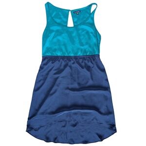 American Eagle Medium Green Blue Hi Low Midi Lightweight Sleeveless Dress